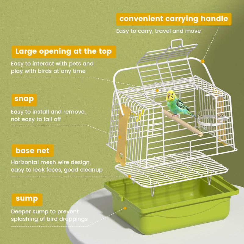 BAGHBPM Small Bird cage,Travel Cage for Birds and Small Animals, Parakeet cage,Bird Carrier Travel cage,Bird Travel cage, jaulas para pájaros,Green,(Size:S,M,L) (M) M - PawsPlanet Australia
