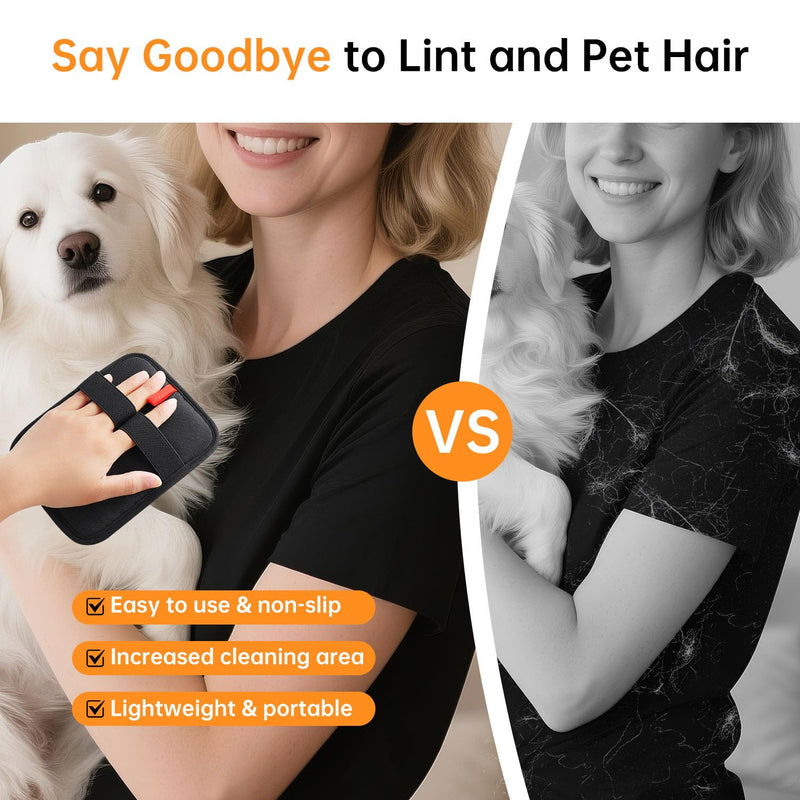 2 Pcs Static Pet Hair Removal Gloves, Reusable Electrostatic Pet Cat Dog Hair Remover Grooming Gloves Brush Tool for Couch, Furniture, Carpet, Car Seat 2 Pack Black - PawsPlanet Australia
