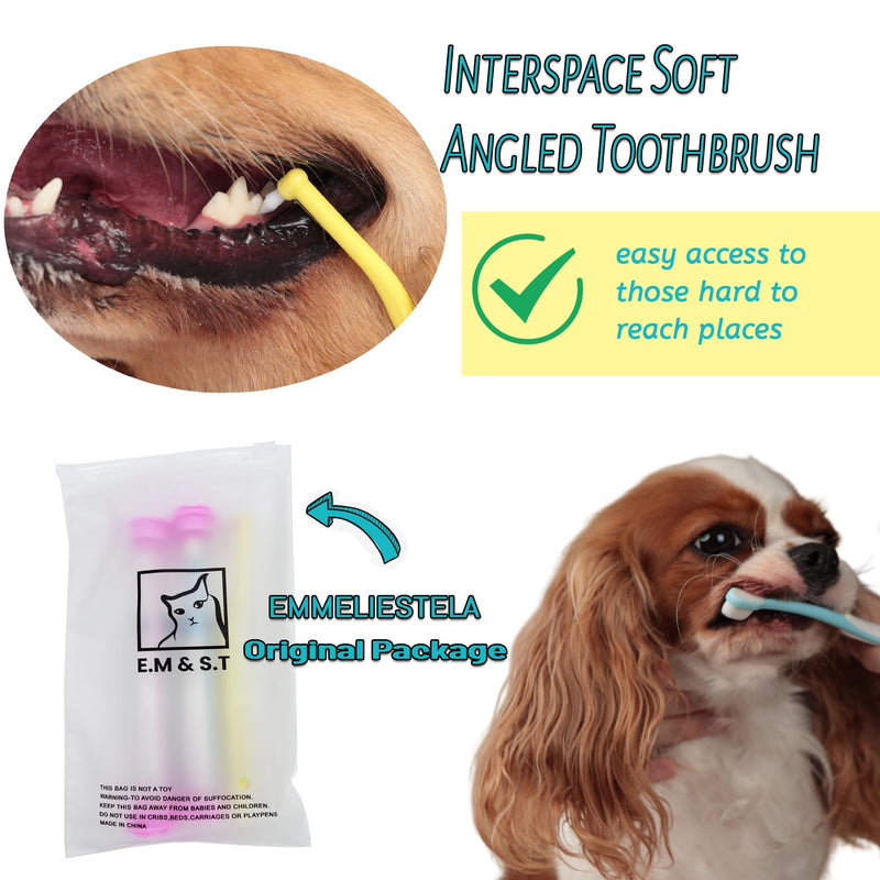 E.M&S.T by Emmeliestella Small Dog & Cat Toothbrush Micro Head, Cat Dental Care, Pets Toothbrush, Oral Hygiene, Easy to Handle, Deep Clean, Extra Soft Bristles, Independent Packaging, Blue&Pink 3PCS - PawsPlanet Australia
