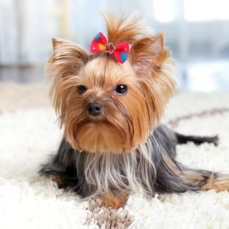 Reginary 300 Pack Dog Bows Grooming Cute Dog Hair Bows Girl with Rubber Bands Small Puppy Bowknots Colorful Hair Accessories for Puppies Pets Gift Classic Style - PawsPlanet Australia