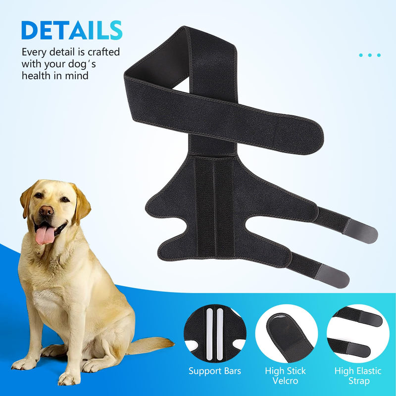 Black Dog Knee Brace for Hind Leg Adjustable Dog Leg Support Back Leg for Joint Pain Relief Arthritis Luxating Patella for Puppy with touthbrushes XS