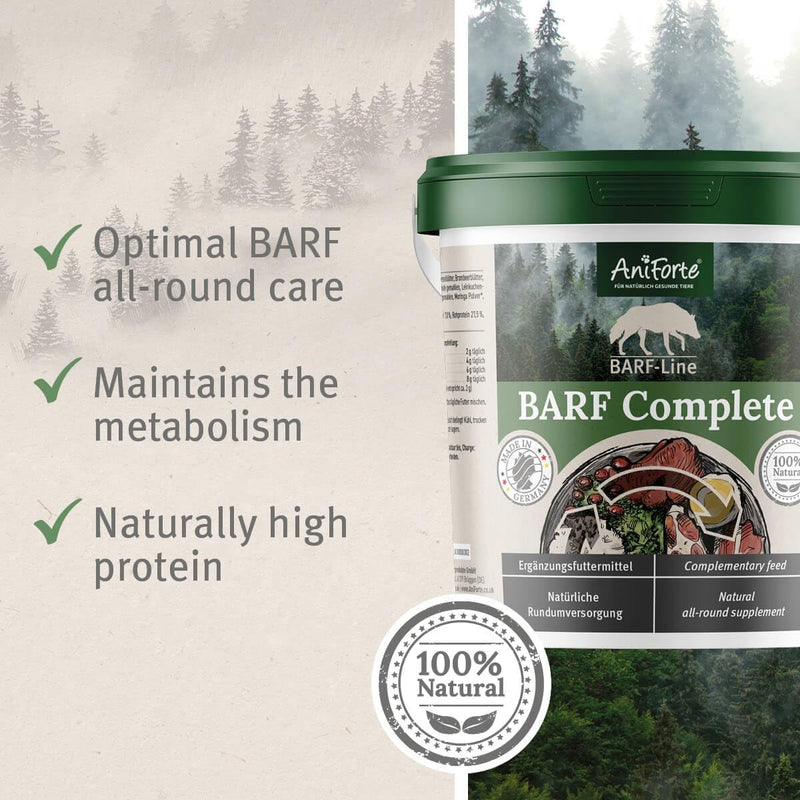 AniForte BARF Complete 1kg for Dogs - 100% Natural Barf Supplement with Minerals, Vitamins & Herbs - Premium Quality, Rich in Calcium & Ideal as Daily All-Round Care for Raw Food Diets - PawsPlanet Australia