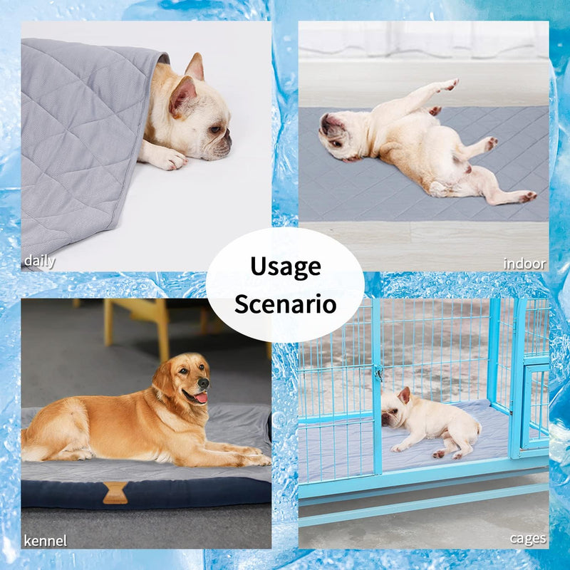 NACOCO Pet Summer Cooling Blanket 31.5" x 43.3" Double-sided availability Mat Dog Throw Puppy Self Cat Pad Bed Cover for Home Outdoor Sofa Sleeping Washable Portable Lightweight Small to Large(Grey,M) M: 31.5" x 37.4" Grey - PawsPlanet Australia