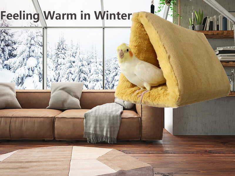 Vehomy Winter Warm Bird Nest Bird Parrot Hammock Swing Fluffy Bird Sleeping Bed Parrot Hideaway Bird Shed Hut House for Cockatiels Parakeet Budgies African Grey Hamster Ferret L