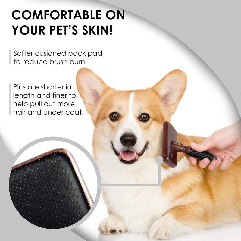 Kenchii Pet Grooming Slicker Brush for Dogs and Cats | Dog and Cat Brush for Shedding | Solid Wood, Non Slip Grip Dematting and Undercoat Brush for Long or Short Haired Pets | Size Large - PawsPlanet Australia