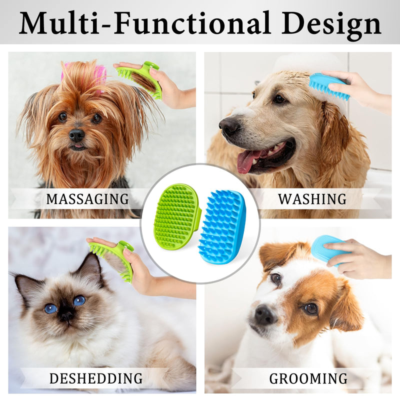2PCS Dog Bath Brush | Dog Scrubber for Bath | Dog Shampoo Brush | Dog Washing Brush | Dog Shower Brush with Adjustable Handle,Suitable for Pets Deshedding, Washing, Massaging & Grooming (Green Blue) Green Blue - PawsPlanet Australia