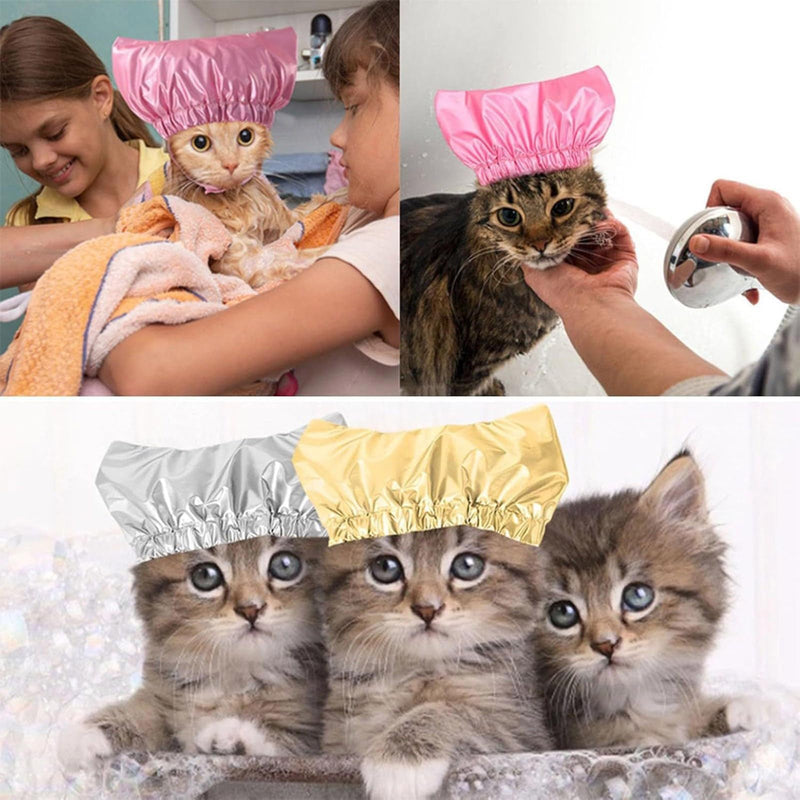 Protective Pet Shower Cap Universals Regulable Grooming Small Cats Bath Gears Fashion Silver Rose red M