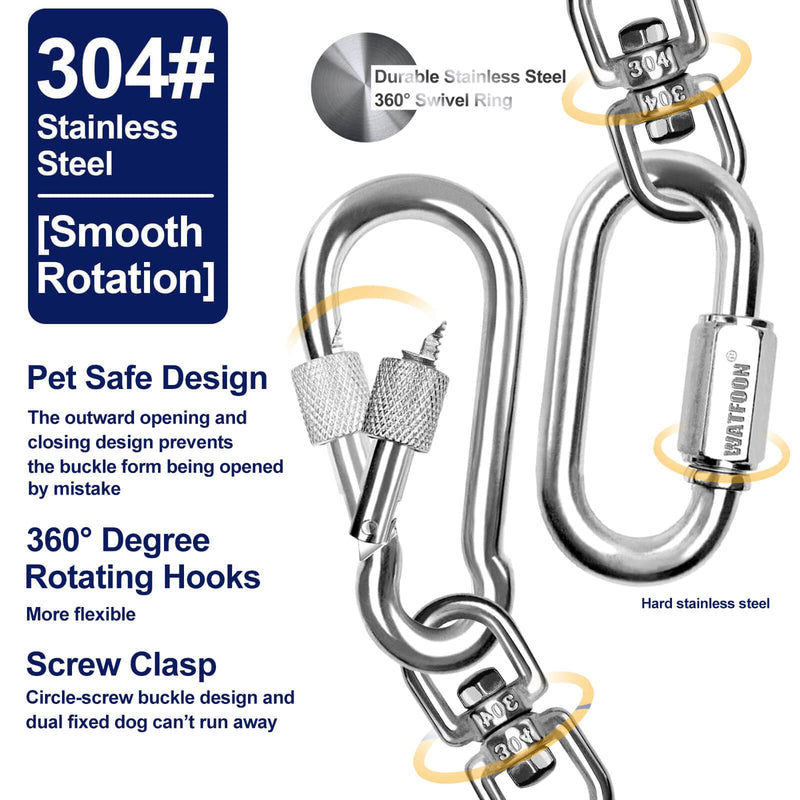 Tie Out Cable for Large Dogs, Dog Runner for Yard, Heavy Duty Swivel Hooks Lead Holds Break Strength of 1000lbs, Steel Wire Chain Dog Leash Cable for Yard (Yellow 50FT) F Yellow 50FT - PawsPlanet Australia