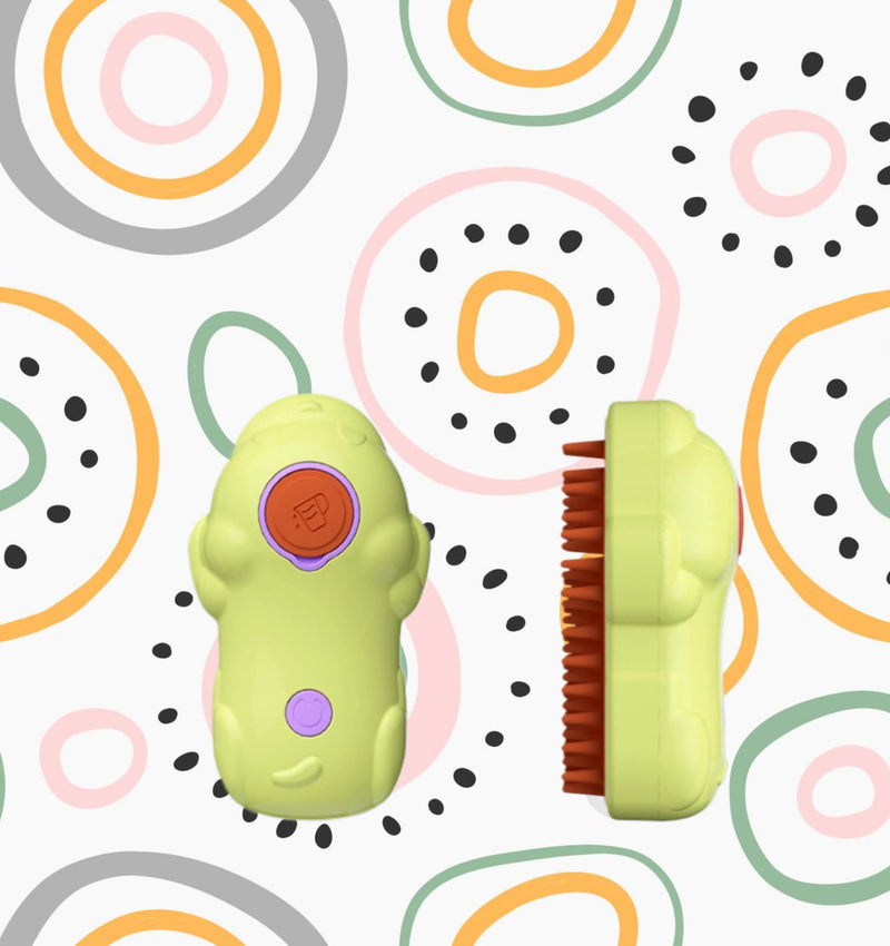 3-in-1 Pet Grooming Brush for Dogs & Cats - Steam Brush with Dual Functions, Moisturizer, Release Button, Water Reservoir - Lime, Pet Shedding & Dematting Brush - PawsPlanet Australia