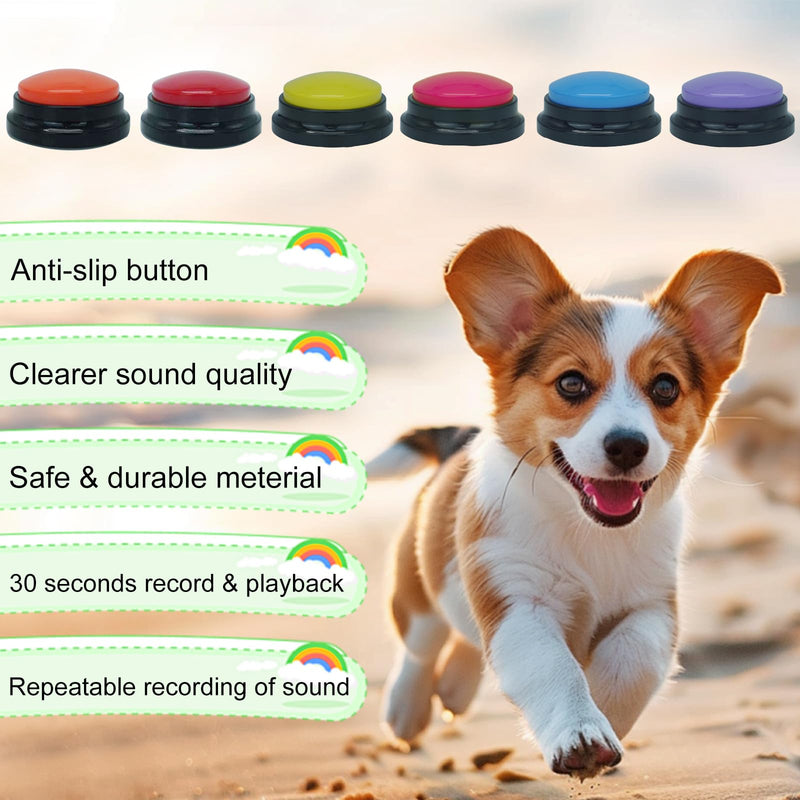 Set of 6 Dog Buttons for Communication, Voice Recordable Buttons for Classroom, Dog Training Talking Buttons Starter Set, Pet Easy Speaking Buttons Tools - PawsPlanet Australia