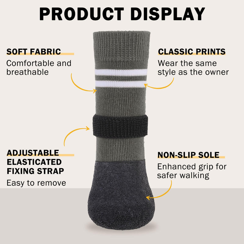 SCENEREAL Anti Slip Dog Boots & Paw Protectors for Hardwood Floor, Extended Dog Socks to Prevent Licking Paws, Waterproof Pet Snow Rain Shoe for Winter Medium Senior Dogs, Grey M Medium(Paw width 2.04in/5.2cm) - PawsPlanet Australia