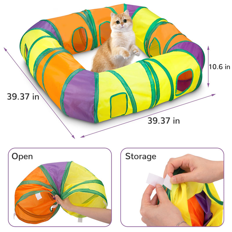 25 Pcs Cat Toys Set,Kitten Toys for Indoor Cats,Collapsible Cat Tunnel Tubes Interactive Feather Teaser Wand Toy for Kitten Cats Springs Mouse Crinkle Toys Rainbow Football Cat Ball with Bell Toy 4PCS L Shape Cat Tunnels - PawsPlanet Australia