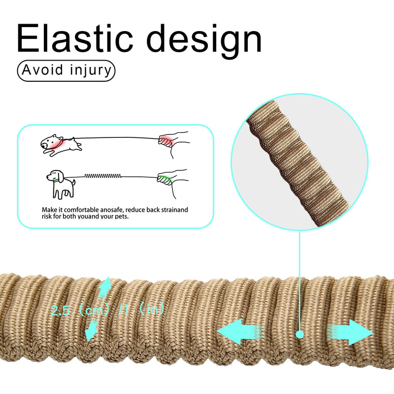 20” Strong Short Leash for Dog, Heavy Duty Bungee Dogs Leash with Padded Handle Car Seatbelt, Small Dog Training Leashs for Large or Medium Dogs - Can be Used with Other leashes (Khaki) khaki - PawsPlanet Australia