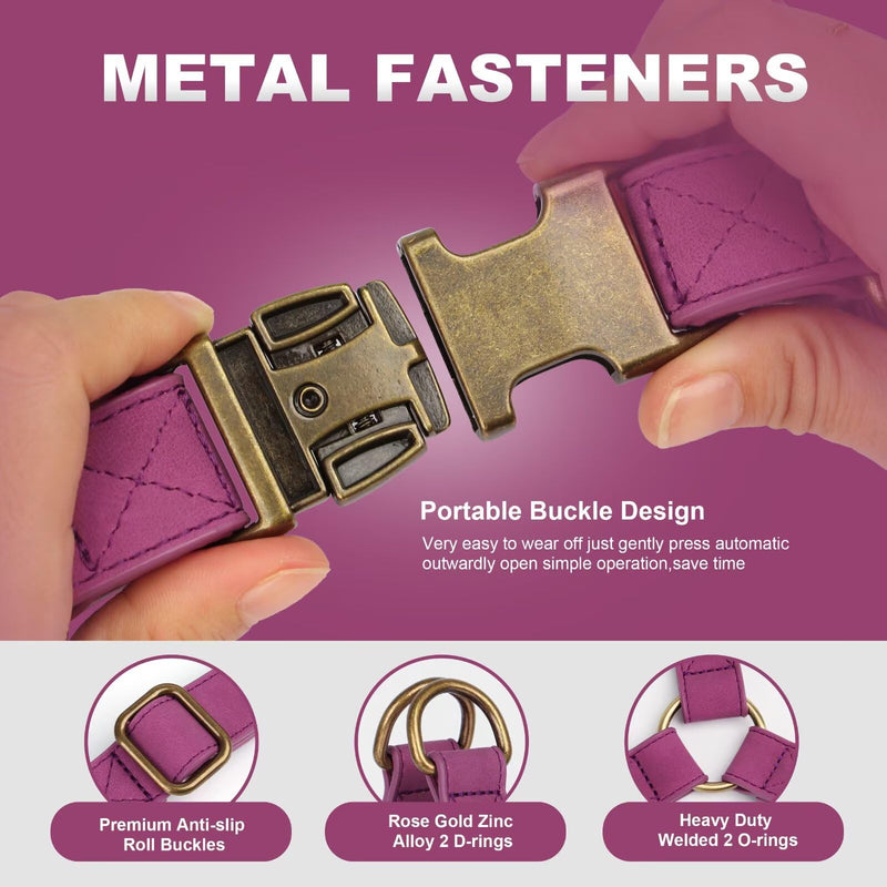 Didog Step in Dog Harness - PU Leather Dog Harness with Antique Bronze Metal Buckle, Easy Walk Dog Halter Harness for Medium Large Dogs Walking Training (Purple, M: Chest 20-29") M:Chest 20-29", Fit 25-45 lbs Purple - PawsPlanet Australia