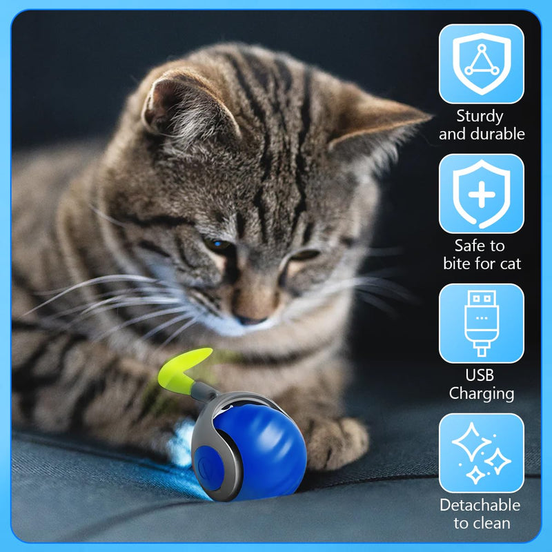 Speedy Tail 2.0,Speedy Tail Cat Toy,Smart Interactive Cat Ball Toy for Indoor Cats with 3 Tails 2 Speeds,Obstacle Avoidance Smart Cat Toys for Keep Them Busy for Small/Medium/Large Cats (Blue) Blue - PawsPlanet Australia