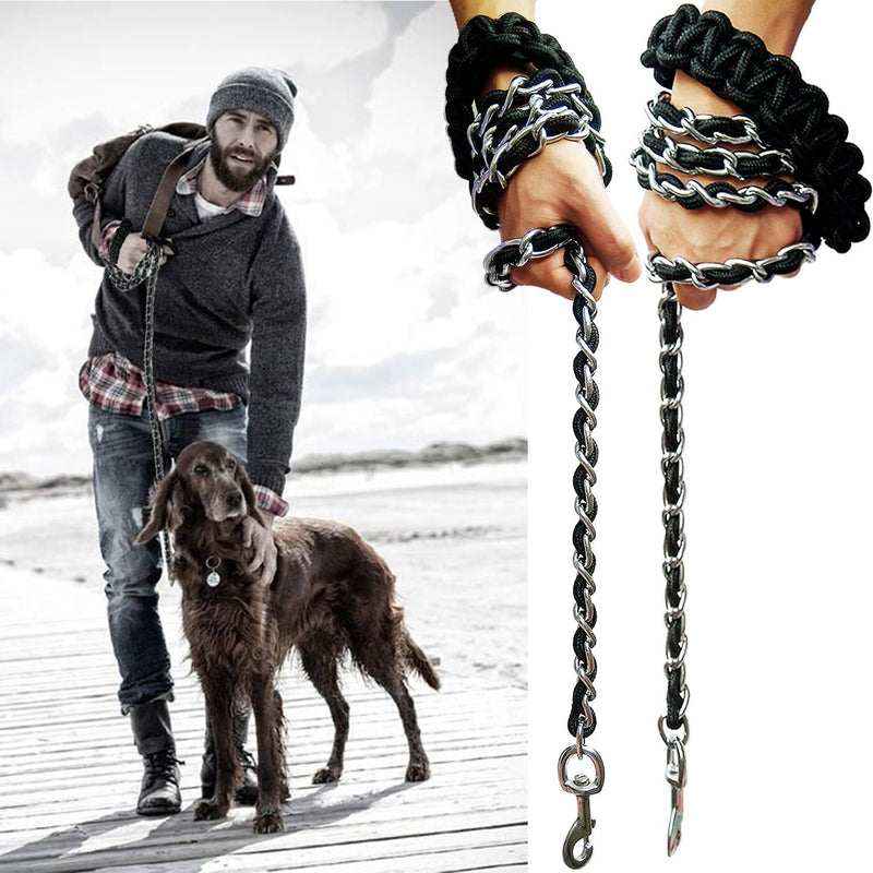 Dog Leash Metal Leashes Chain Rope with Pet Collar Training Walking Leads Heavy Duty Anti Bite 360 Hook for Medium and Large Dogs (X-Large) X-Large - PawsPlanet Australia