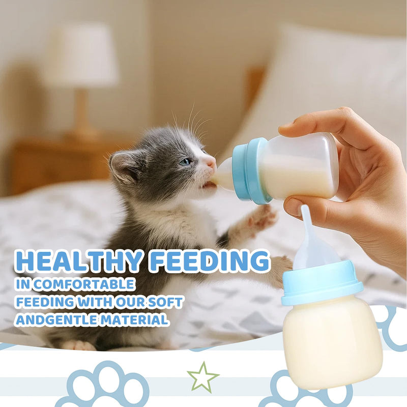 Kitten Bottle Feeding Kit, 3 Nipples and 1 60mL Bottle, Beige Kitten Baby Bottles for Nursing Newborn, Kitten Nursing, Bottles with Nipples - PawsPlanet Australia