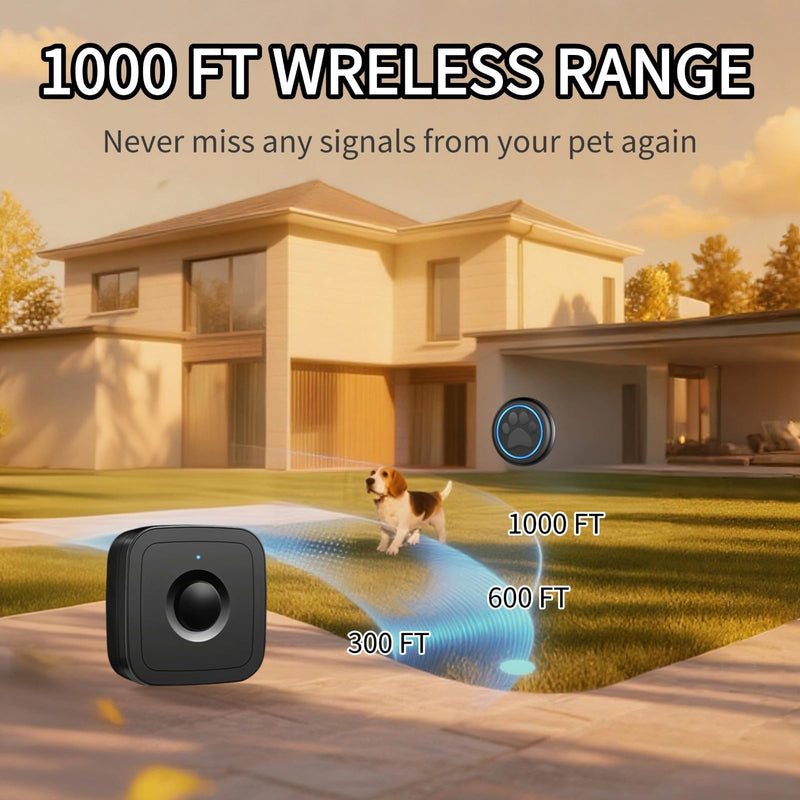 DFQ Wireless Pet Doorbell for Potty Training to Go Outside, Waterproof Pet Bell with 2 Touch Buttons and 1 Receiver, 1000 Feet Range, 60 Melodies & Adjustable Volume, Black 2 Button - PawsPlanet Australia