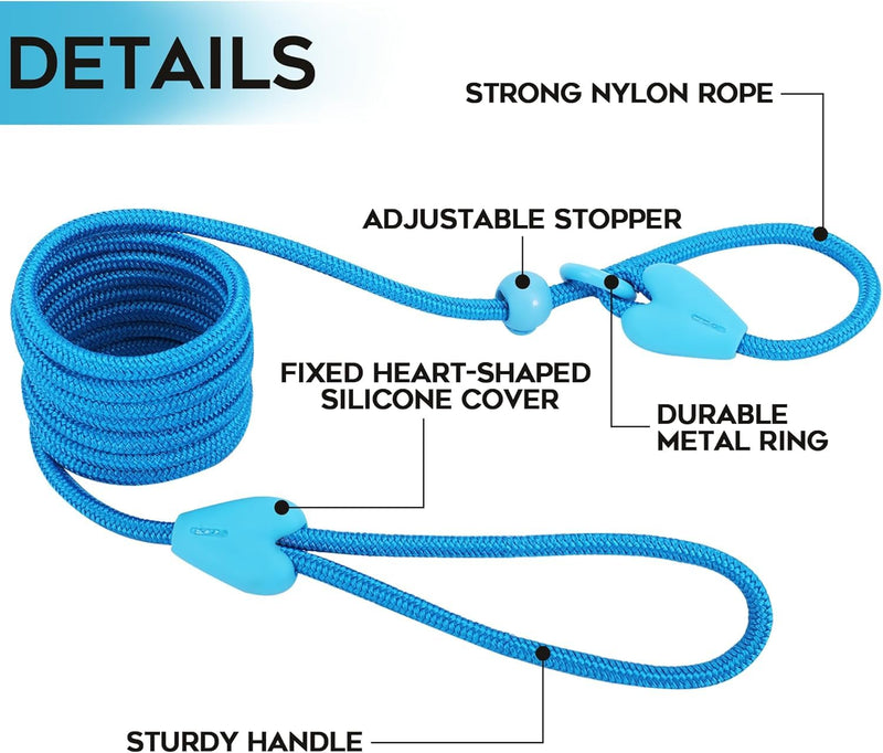 2 Pack Slip Leads for Dogs 6FT Slip Leash for Dogs Dog Lead Strong Nylon Dog Training Leash No Pull Rope Dog Leash Dog Leashes for Small Medium Dogs(Blue+Blue) 6 FT BU+BU - PawsPlanet Australia