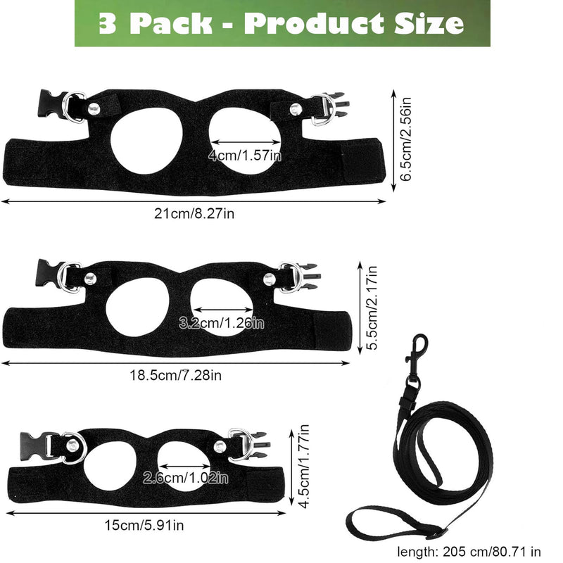KABASI Bearded Dragon Harness Leash Set, 3 Size Adjustable Lizards Training Walking Leather Vest Escape-Proof Traction Rope for Squirrel and Other Outdoor Small Reptiles (Black) Black - PawsPlanet Australia