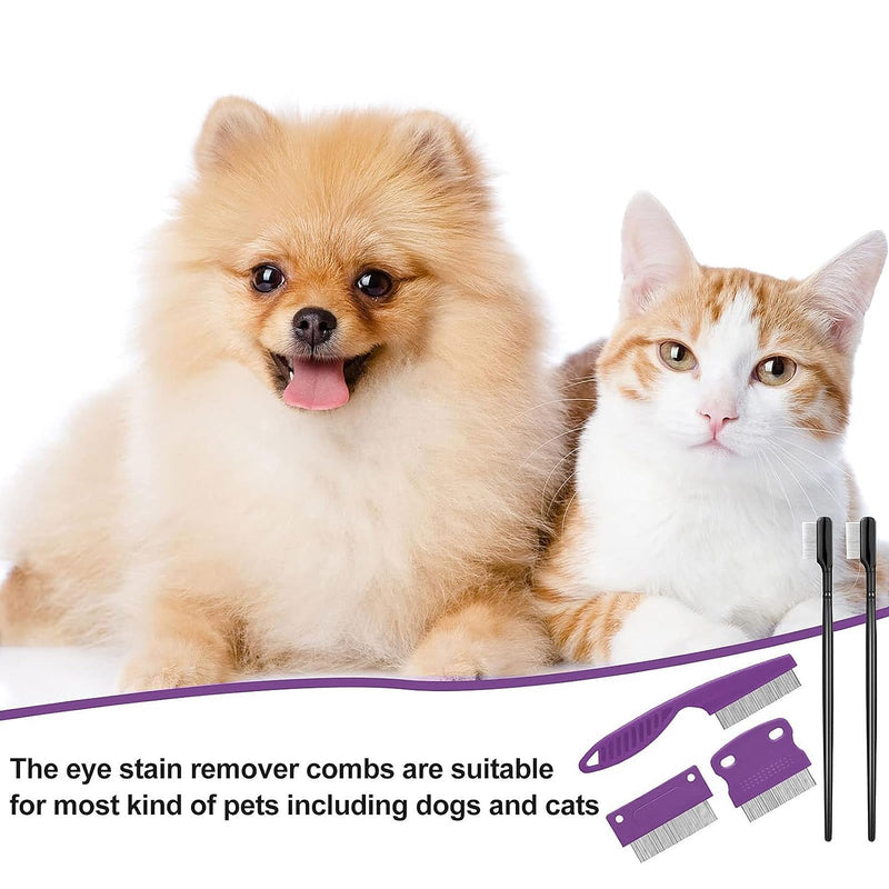 5 Pieces Dog Eye Combs Tear Stain Remover Combs Pet Grooming Comb for Small Dogs Gently Removing Eye Mucus and Crust (Purple, Black) Purple, Black