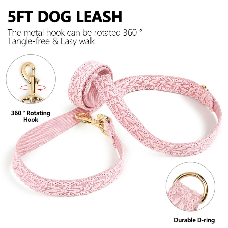 Pink Big Dog Harness Set Lightweight Pet Wedding Birthday Party Harness with Leash & Handle for Medium Large Dogs L Pink Harness Set