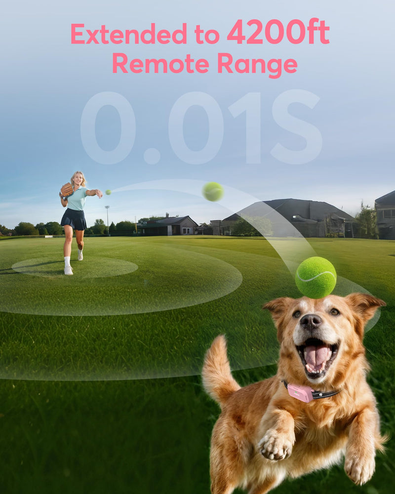 Jugbow Dog Shock Collar - 4200FT Dog Training Collar with Remote, IPX7 Waterproof Electric Collar with 4 Training Modes, Security Lock, Rechargeable e-Collar for Dogs 10-120lbs(Pink) - PawsPlanet Australia