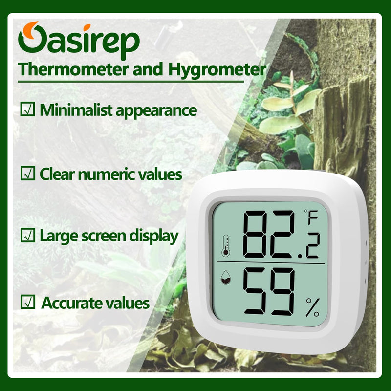 Reptile Thermometer and Hygrometer – Fast Accurate LCD Digital Temp & Humidity Meter for Bearded Dragon Tank Accessories, Lizard, Snake, Turtle, Amphibians, Small Animal Habitat White - 1 Pack - PawsPlanet Australia