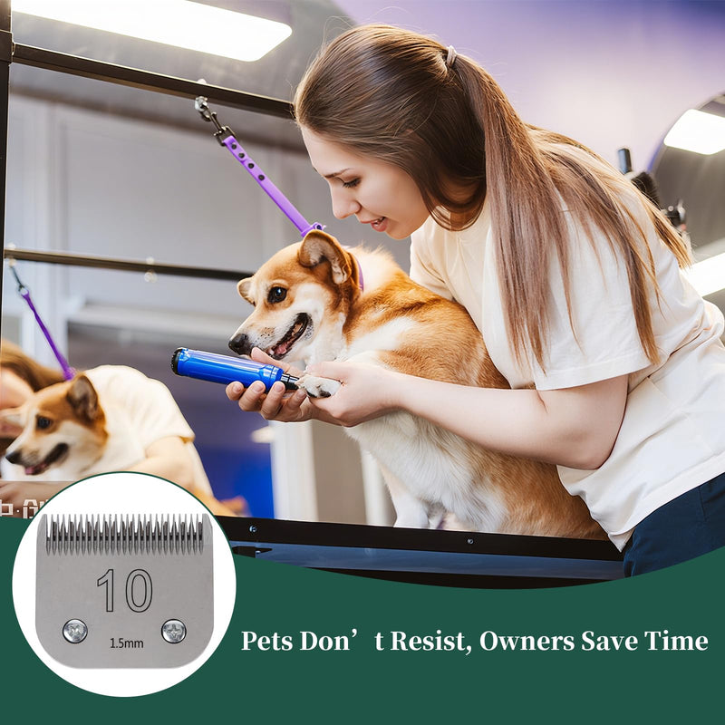 Detachable Steel Pet Dog Grooming Blades Size 10 1/16"(1.5mm) Dog Grooming Replacement Blade Compatible with Andis/Wahl/Oster Dog Clippers Made of Steel Stainless Steel Blade - PawsPlanet Australia