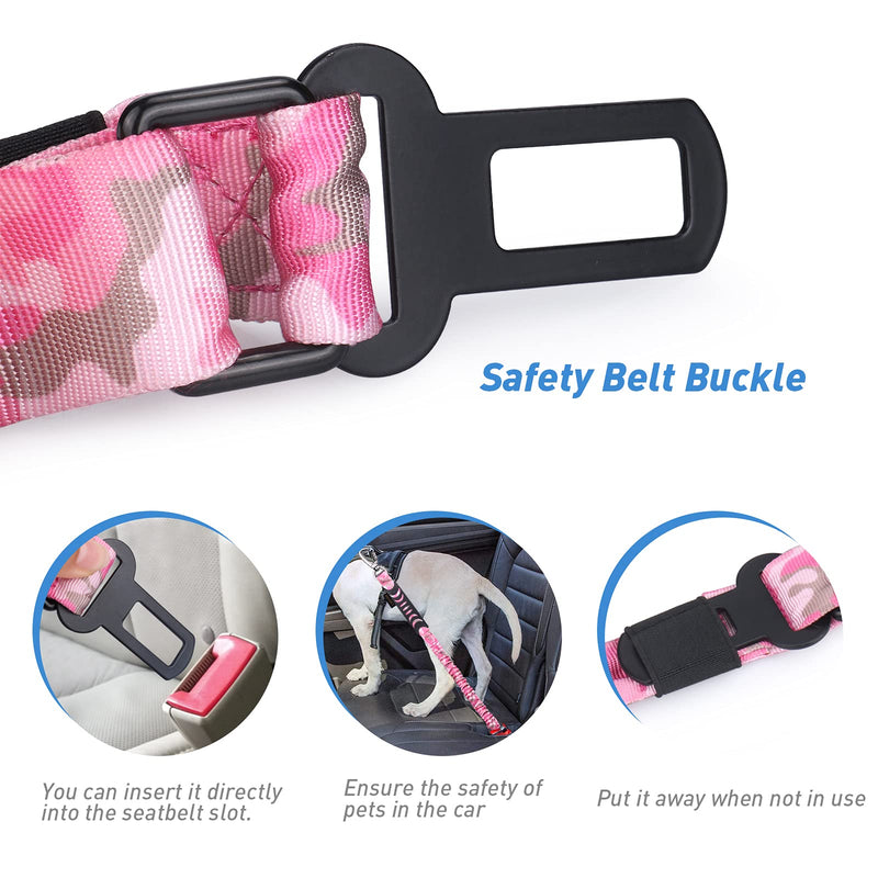 Hotsky Tactical Dog Leash Heavy Duty for Medium Large Dogs That Pull,4-6Ft Strong Bungee Shock Absorbing No Pull Dog Leash with Padded Double Handle and Car Seatbelt,Pink Camo Medium / Large Pink Camo - PawsPlanet Australia