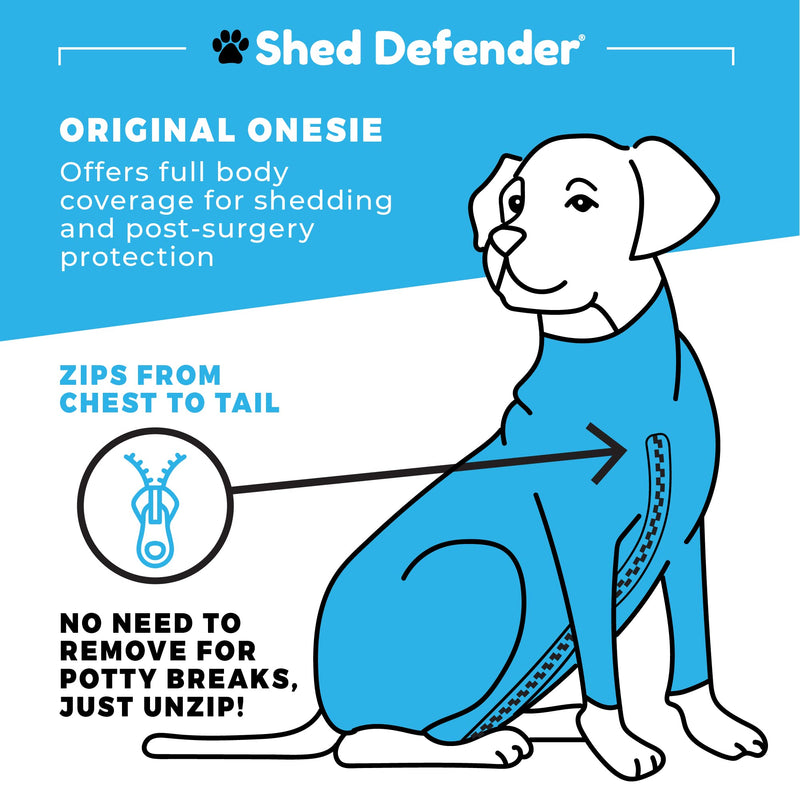 Shed Defender Bodysuit for Dogs - Original Dog Onesie Shedding Shirt - Seen on Shark Tank - Contains Dog Hair, Anxiety Calming Surgery Recovery Suit - Vet Approved L (19 - 27 kg) Black