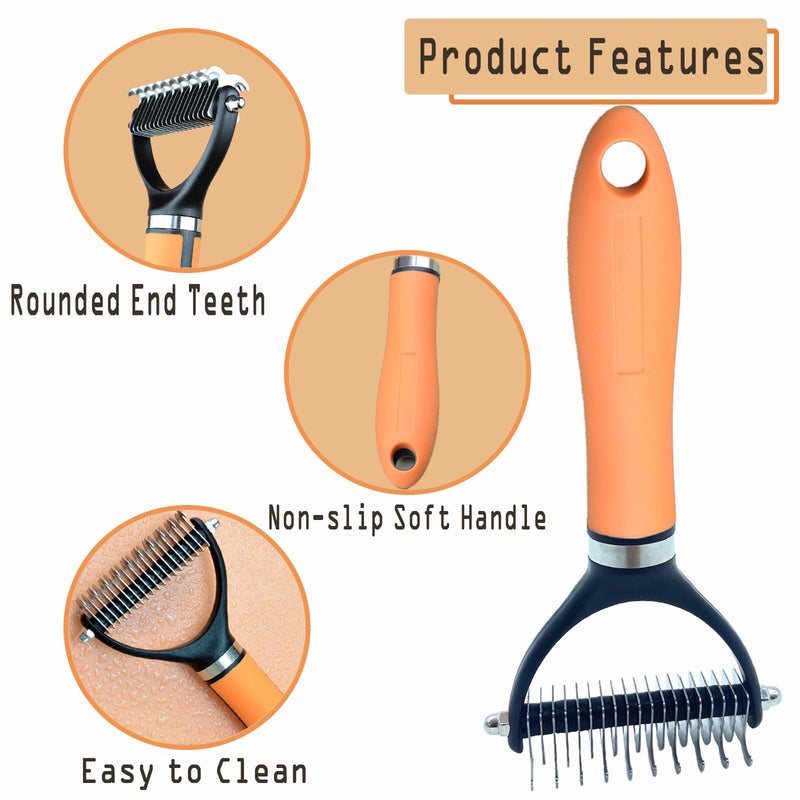 Professional Dematting Comb with 2 Sided 17+9 Precision Teeth | Ideal Deshedding Tool, for Long & Short Haired Pets | Dual Holes Nail Clippers for Dogs and Cats for Beginning Trimmers