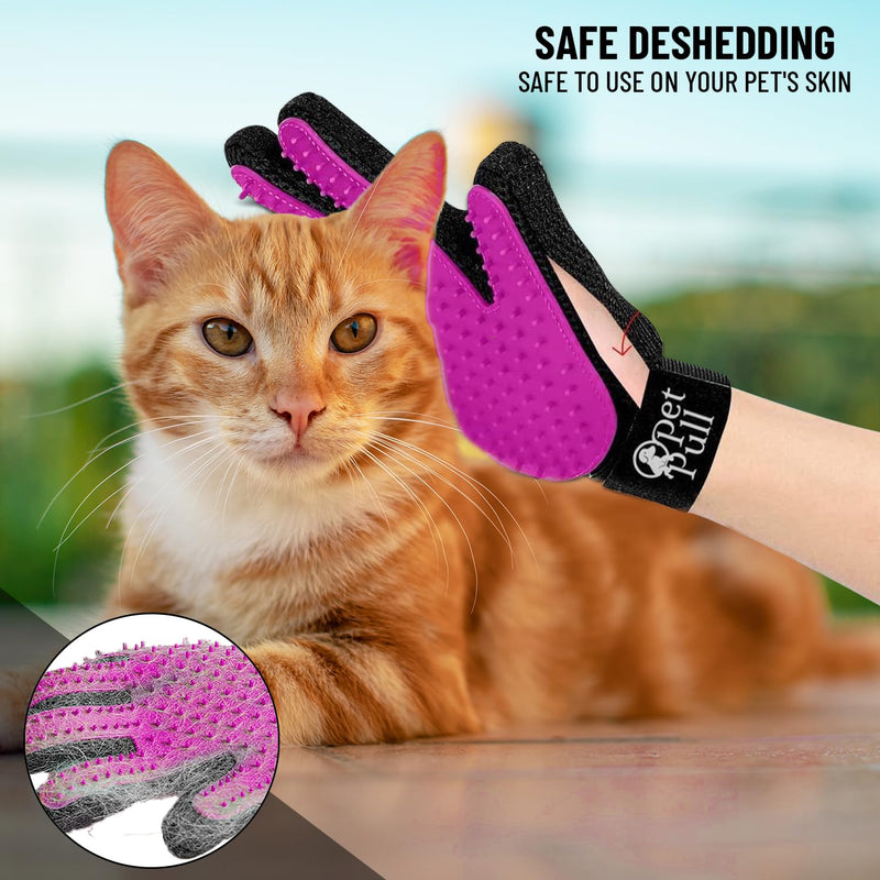 Pet Grooming Gloves with 259 Silicone Tips - Pet Hair Removal Tool Gentle Shedding Dog Washing Gloves - Deshedding Brush Hair Remover Mitts for Dogs & Cats for Long and Short Hair (Pink) PINK - PawsPlanet Australia