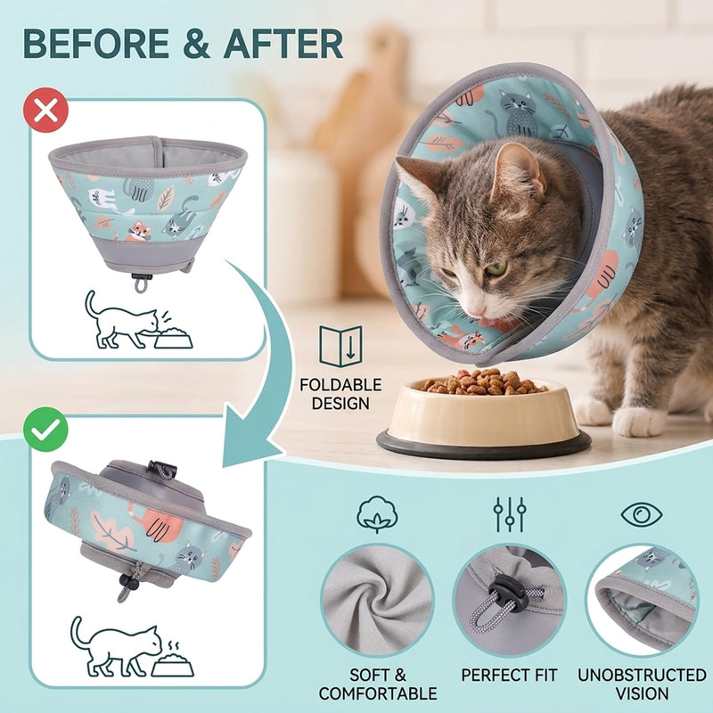 Cat Collar Soft, Adjustable Collar Cat Collar, Soft Protective Device for Pets, Collar Soft Collar for Cats, Puppies and Small Dogs (Green, M)
