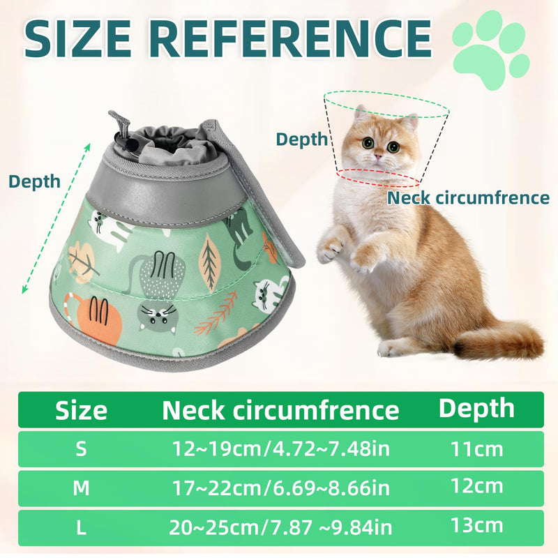 Cat Cone, Soft, Adjustable Elizabethan Collar, Stop Licking After Surgery, Pet Recovery Collar, Suitable for Kittens, Small Dogs, and Puppies (Grey, M) (Mint Green, S) Mint Green
