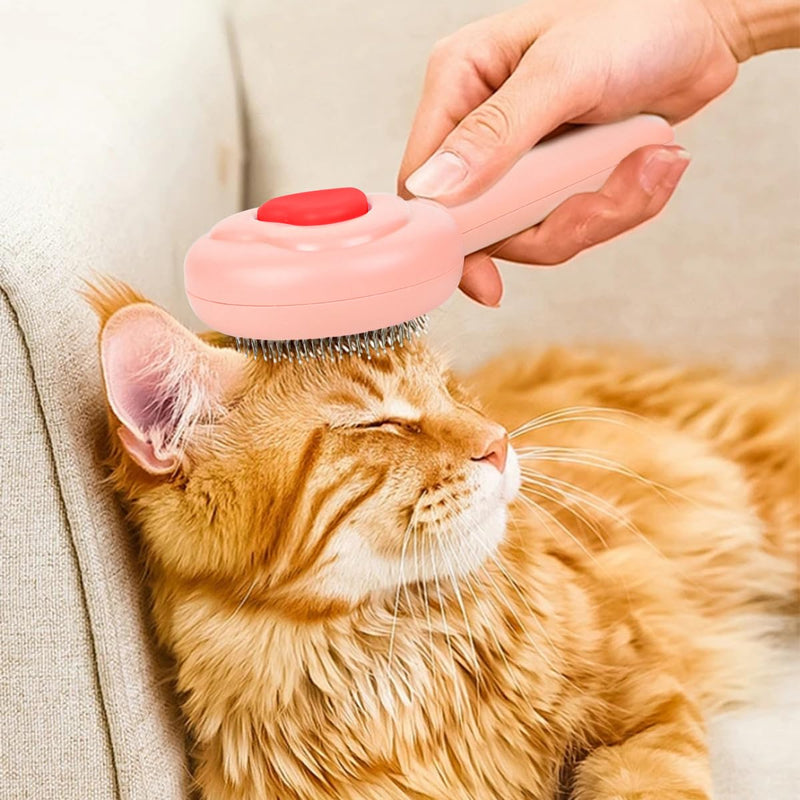 Self-Cleaning Pet Grooming Brush for Dogs & Cats - Effortlessly Removes Loose Hair, Tangles, and Mats - Ideal for Long & Short Hair Pets - Ergonomic, Skin-Friendly Design with Massage Particles Pink - PawsPlanet Australia