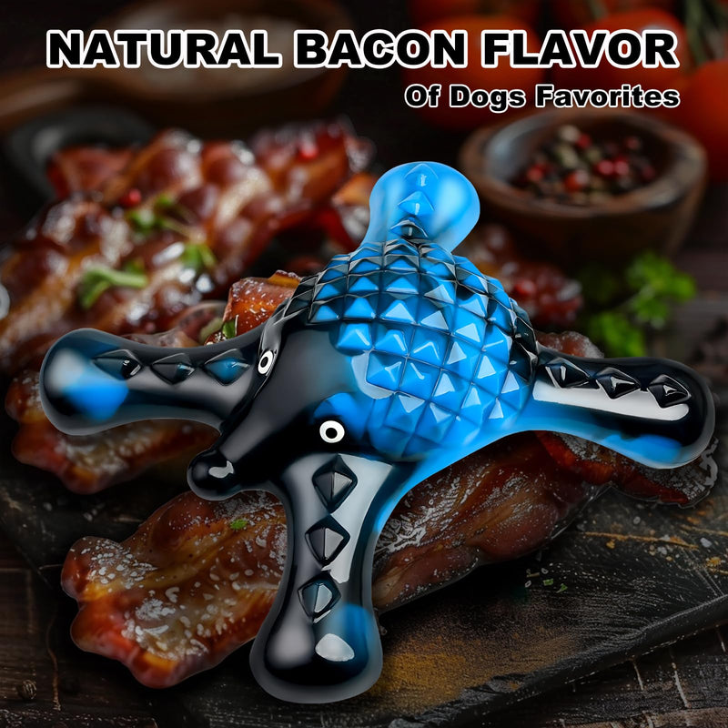 Tough Dog Chew Toys for Aggressive Chewers - Use of Durable Nylon with Natural Bacon Flavor, Interactive Dog Bone Chew Toys for Large Dogs to Keep Them Busy, Clean Teeth, Relief Bredom Stress Blue-black - PawsPlanet Australia