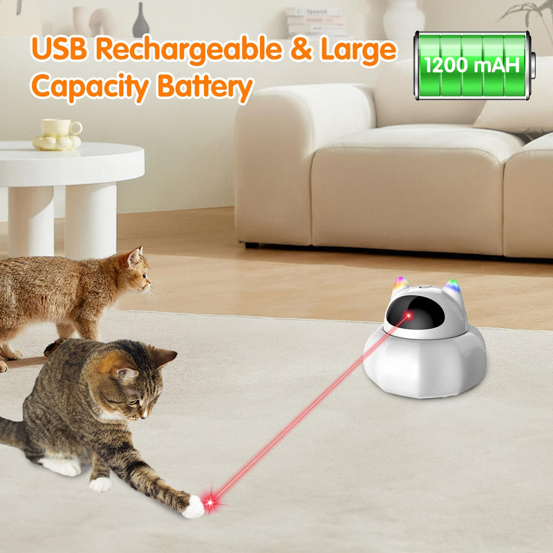 Cat Laser Toy Automatic, 4-in-1 Interactive Cat Toys for Indoor Cats, Hide and Seek Kitten Wand Toy, USB Rechargeable Electronic Kitten Toys with Moving Feather, Cover for Bored Cats All Breeds Blue Cover - PawsPlanet Australia