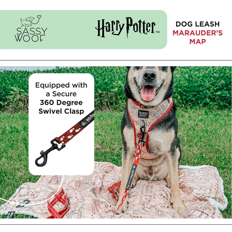 Sassy Woof Harry Potter™ Marauder's Map Dog Leash 60-Inch with Neoprene Padded Handle - Comfortable, Durable, and Stylish for Small to Large Dogs - Officially Licensed - PawsPlanet Australia