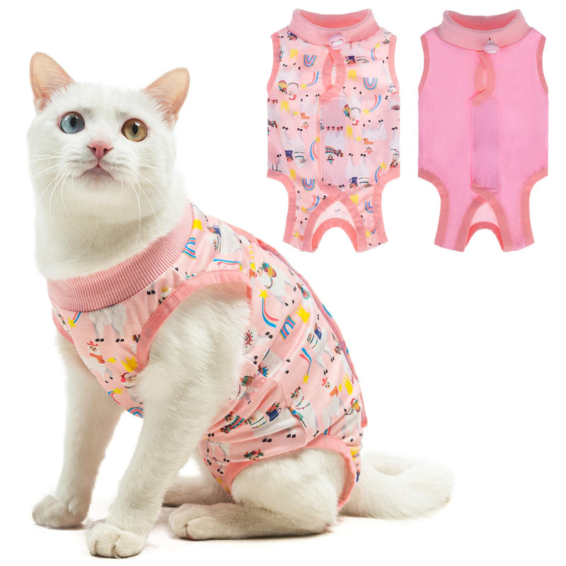 BEAUTYZOO 2 Pack Cat Recovery Suit, Cat Onesie for Cats After Surgery Female Male, Kitten Spay Neuter Surgical Recovery Body Suit Cone of Shame Alternative, Anti Lick Pet Anxiety Vest, Pink XS X-Small (Chest:12-14in, Back:7in) Alpaca + Pink (Pack of 2)