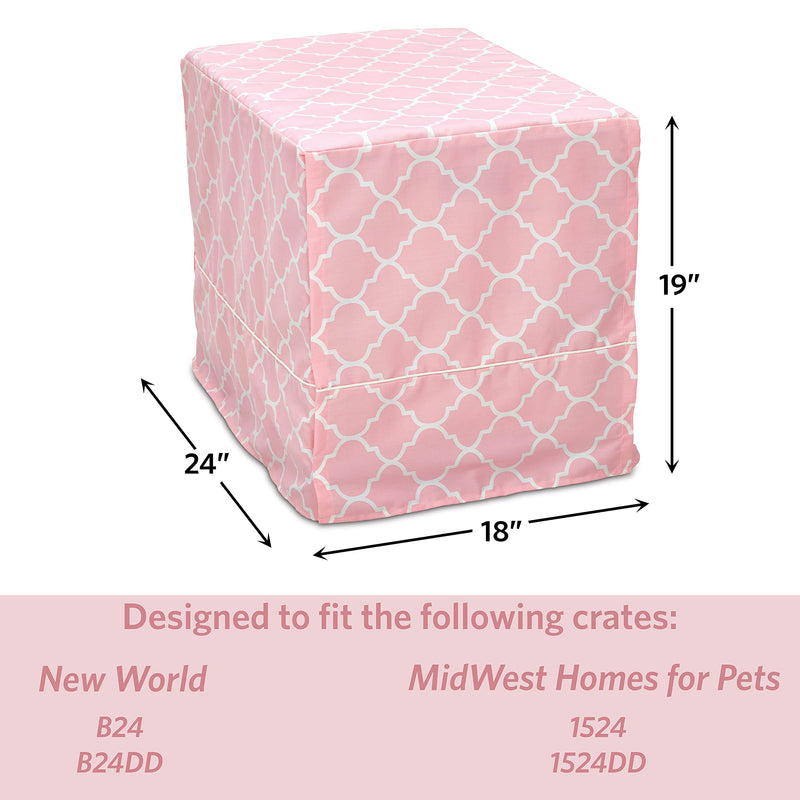 New World Pet Products Dog Crate Cover Featuring Teflon Fabric Protector, Dog Crate Cover Fits Midwest 24-Inch Dog Crates, Pink Designer Pattern 24 Inch - PawsPlanet Australia