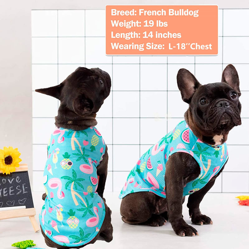 KYEESE 2Pack Dog Shirt, Lightweight Sun Protection Dog T Shirts for Small Dogs Boy Girl, Breathable Mesh Tank Top Sleeveless Pet Reflective Vest, Soft Summer Dogs Clothes, Flamingo+Blue, M Medium (7-13lbs) 1# 2Pack (Flamingo+blue) - PawsPlanet Australia