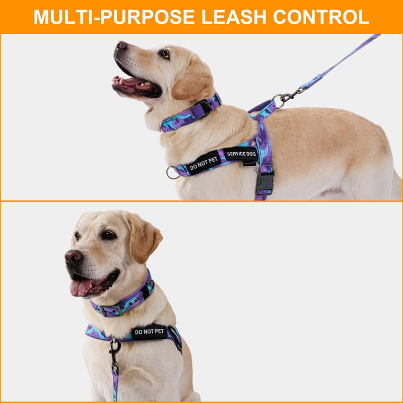 Annchwool No Pull Dog Harness,Heavy Duty Collar & Leash Set-Leash with Double Handle & Car Seatbelt Clip-Easy Control for Walking Training Medium Large Size Dogs(Camo Purple,XL) XL Camo Purple - PawsPlanet Australia