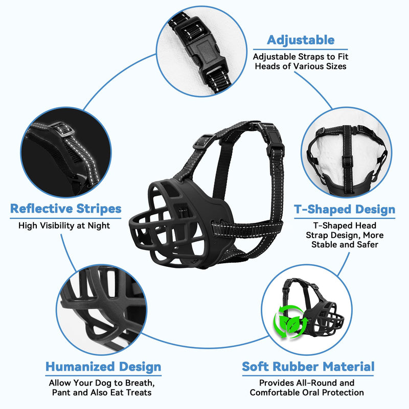 Dog Muzzle for Large Sized Dog - Medium Sized Dogs, Small Basket Muzzle to Prevent Biting - for Barking, Breathable, Allows Panting Drinking, Suitable for Grooming Training. (Black, 6) BLACK - PawsPlanet Australia