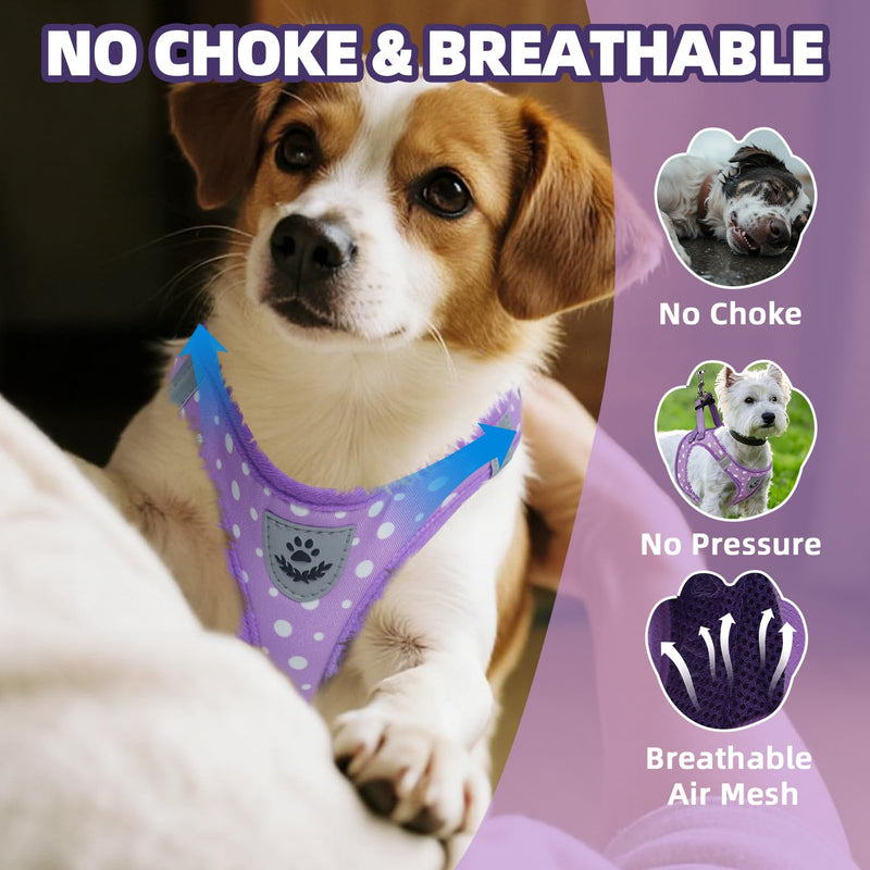 PAWCHIE Dog Harness and Leash Set, Step in No Pull Soft Pet Harness, Reflective Adjustable Puppy Vest for Small Medium Dogs Cats,No Choke Harness Vest with Poop Bag Holder for Walking,Running,Purple M Purple - PawsPlanet Australia