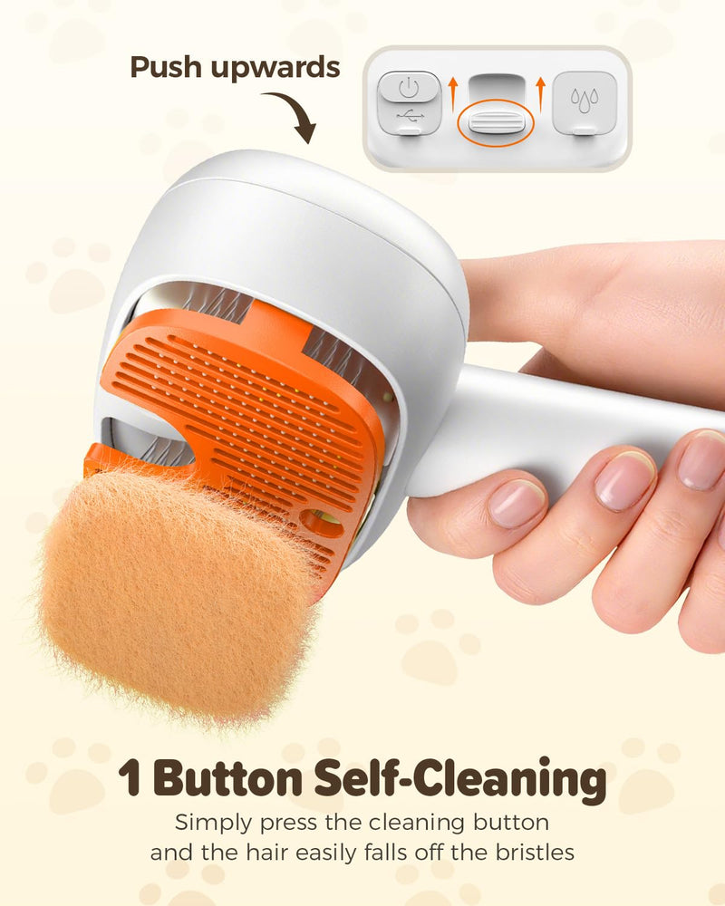 Pet Steam Brush for Dog &Cat, 3-in-1 Self-Cleaning Dog Brush Pet Spray Hair Removal Comb, 2 Spray Modes Rechargeable Deshedding Dog Steam Spray Hair Brush for Shedding Massaging Cleaning (White) White - PawsPlanet Australia