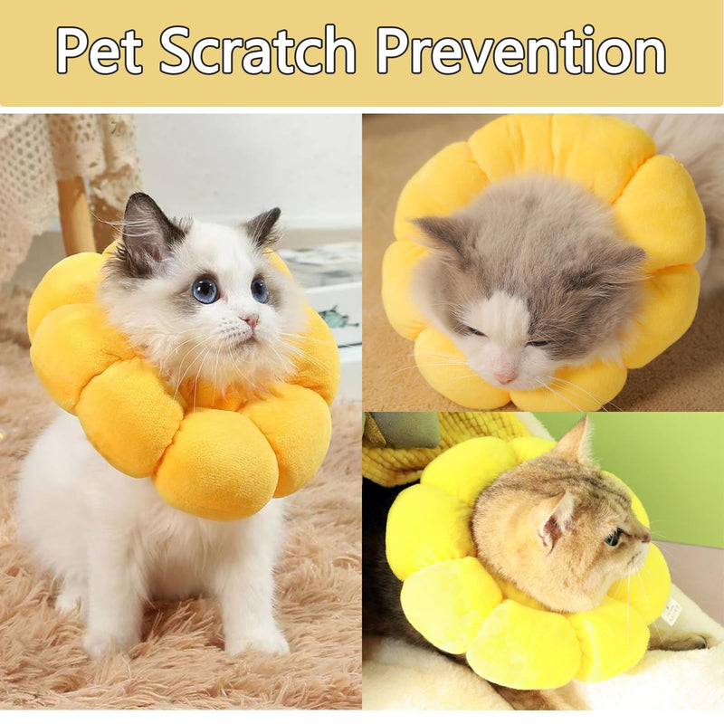 Cat Cone Collar,Cute Sunflower Neck Cone Adjustable Pet Recovery Collar for Cats Cat Donut Collar Anti-Bite Lick Cone Collar Soft for Cats Dog Rabbit Pet Medical M