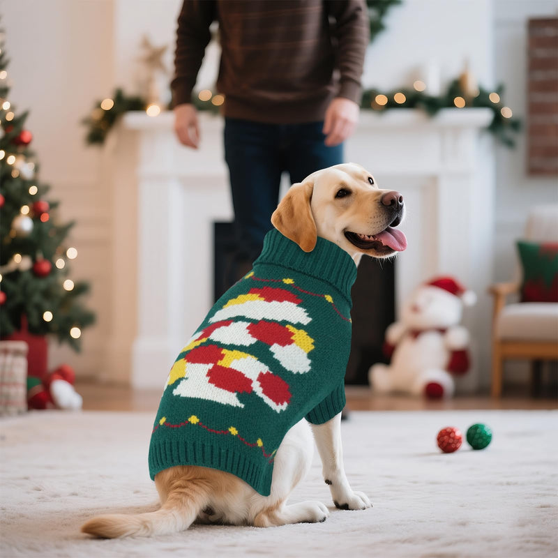 BRKURLEG Dog Sweaters, Christmas Dog Sweaters, Medium Large Dogs Warm Sweater for Cold Weather, Pullover Sweater Xmas New Year, Winter Knitted Sweatshirt Outfit for Boston Terrier, Beagle (Green, L) Green - PawsPlanet Australia
