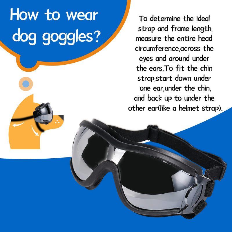 NVTED Dog Sunglasses Dog Goggles, UV Protection Wind Dust Fog Protection Pet Glasses Eye Wear Protect with Adjustable Strap for Medium or Large Dogs (Pack of 2) Pack of 2 - PawsPlanet Australia
