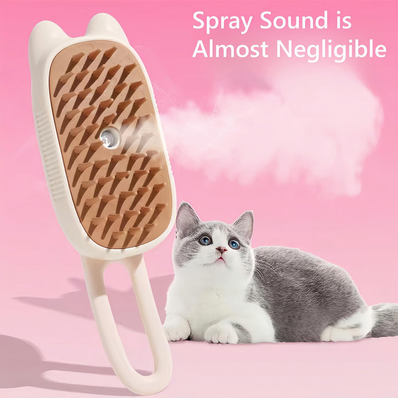 BoBow Pet Steam Brush for Dog & Cat – 3-in-1 Spritz Pet Spray Hair Removal Comb – Steam for Shedding & Grooming – Water Brush for Long & Short Haired Pets – Spritz Defur Comb (Beige) Beige - PawsPlanet Australia